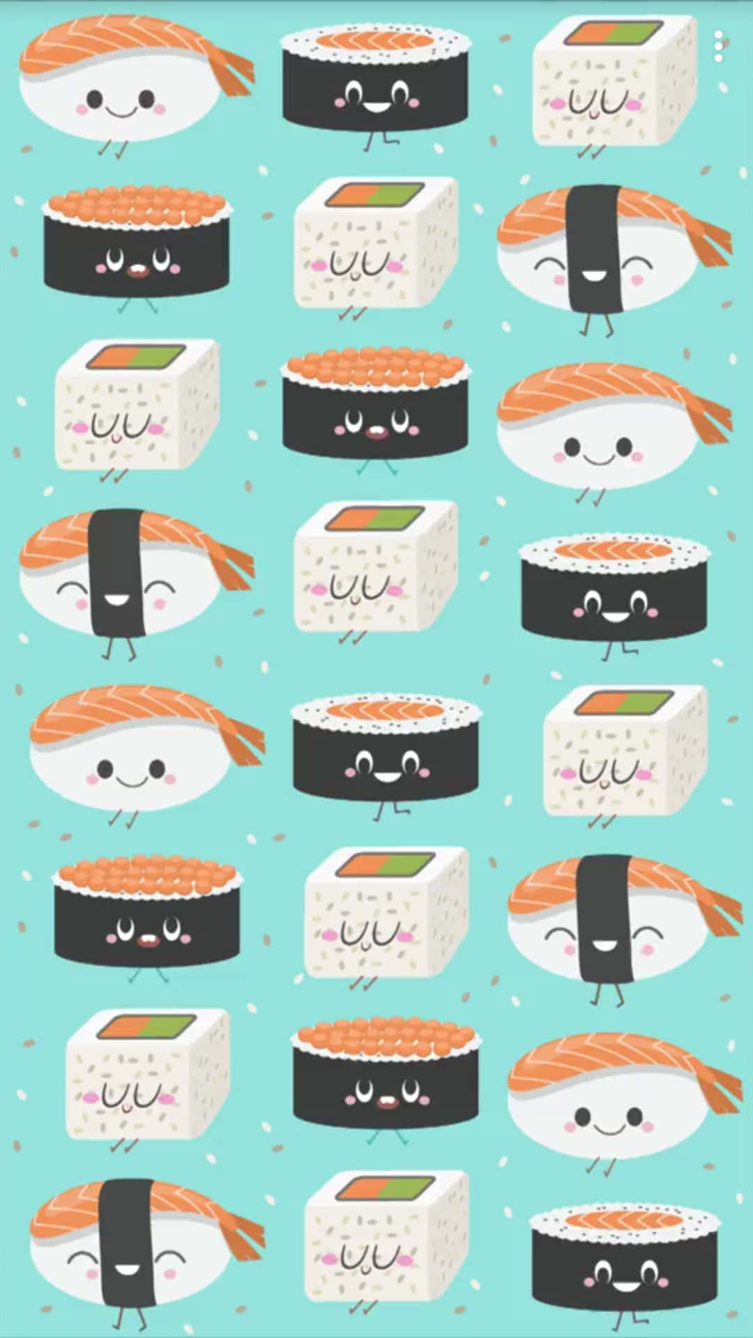 cute food, cartoon sushi characters, smiling faces, Full HD Phone Wallpaper