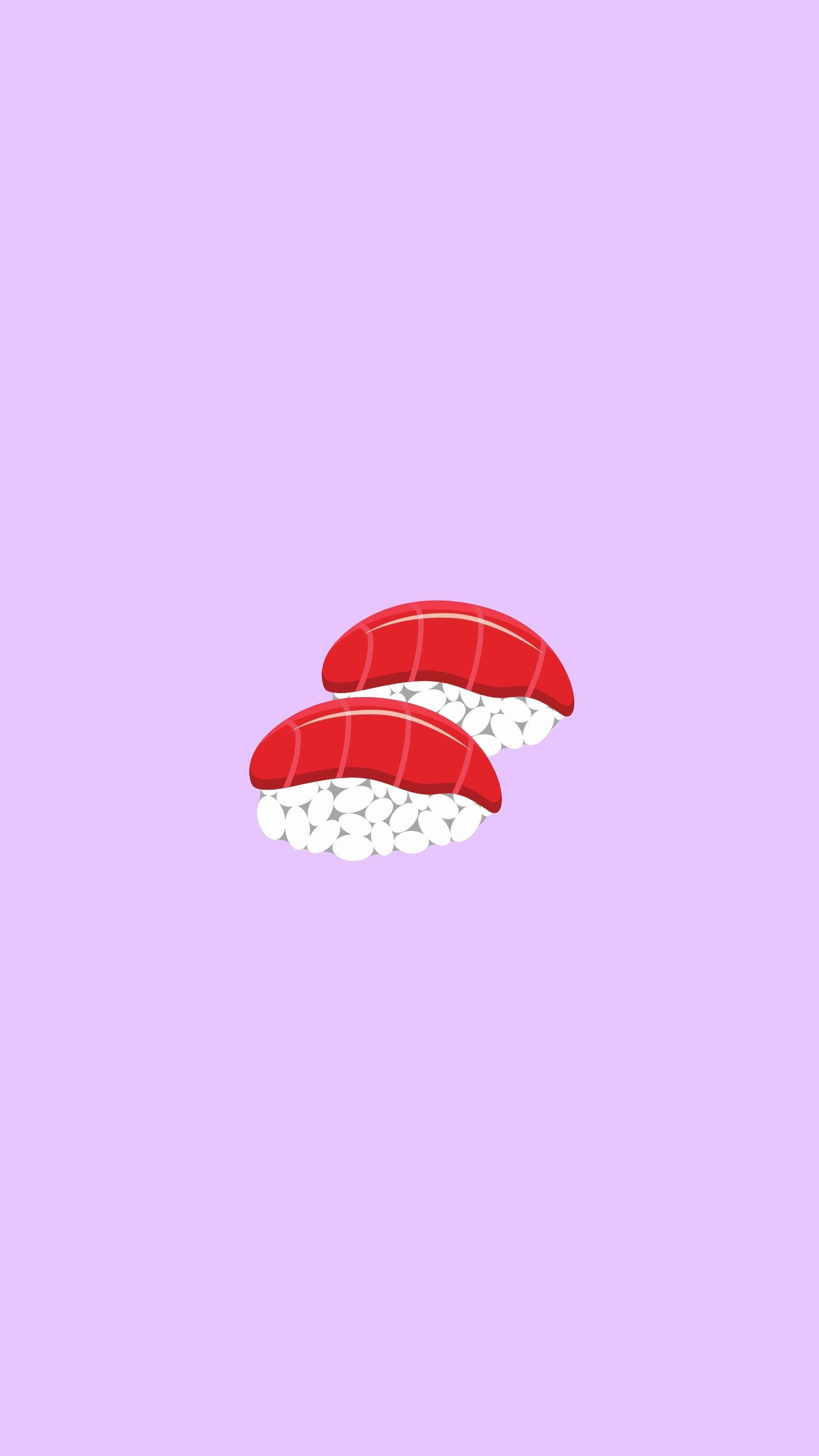 cute aesthetic sushi, tuna nigiri, cartoon-style, 2K Phone Wallpaper