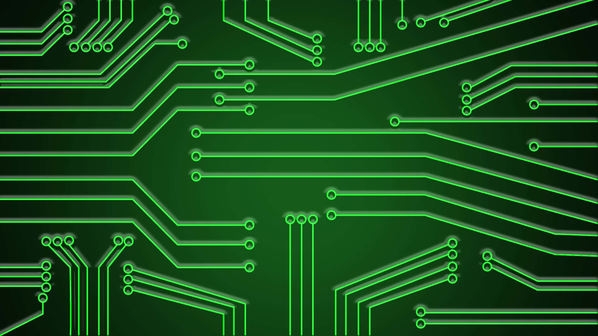 green technology, vibrant green glowing circuit board pathways, dark green gradient background, Full HD Desktop Wallpaper