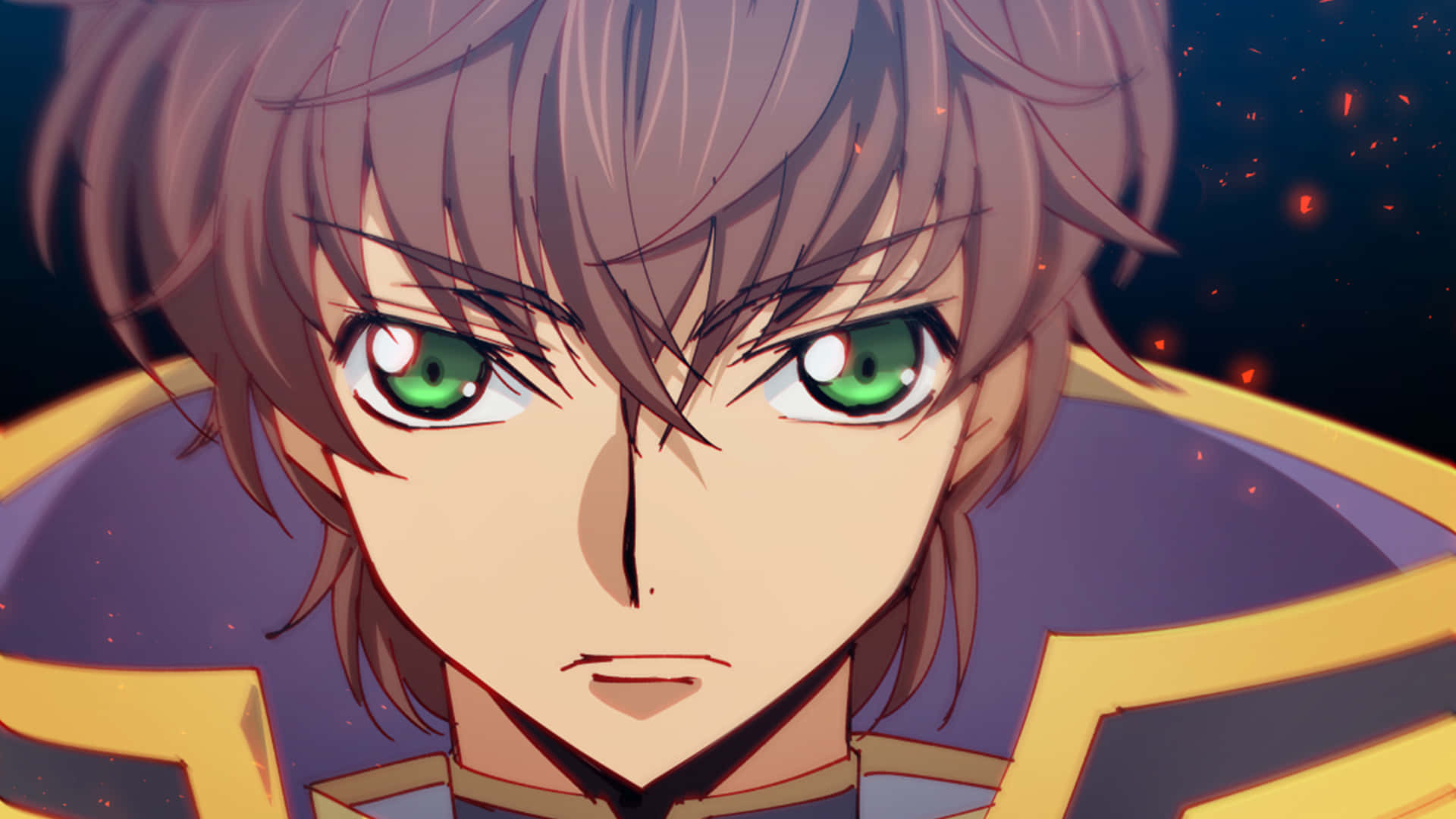 Suzaku Kururugi, intense green eyes, brown hair, Full HD Desktop Wallpaper