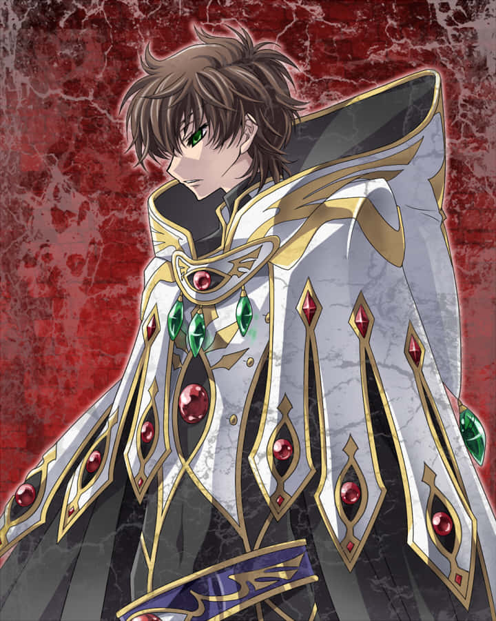 Suzaku Kururugi, battle uniform, white gold armor, SD Phone Wallpaper