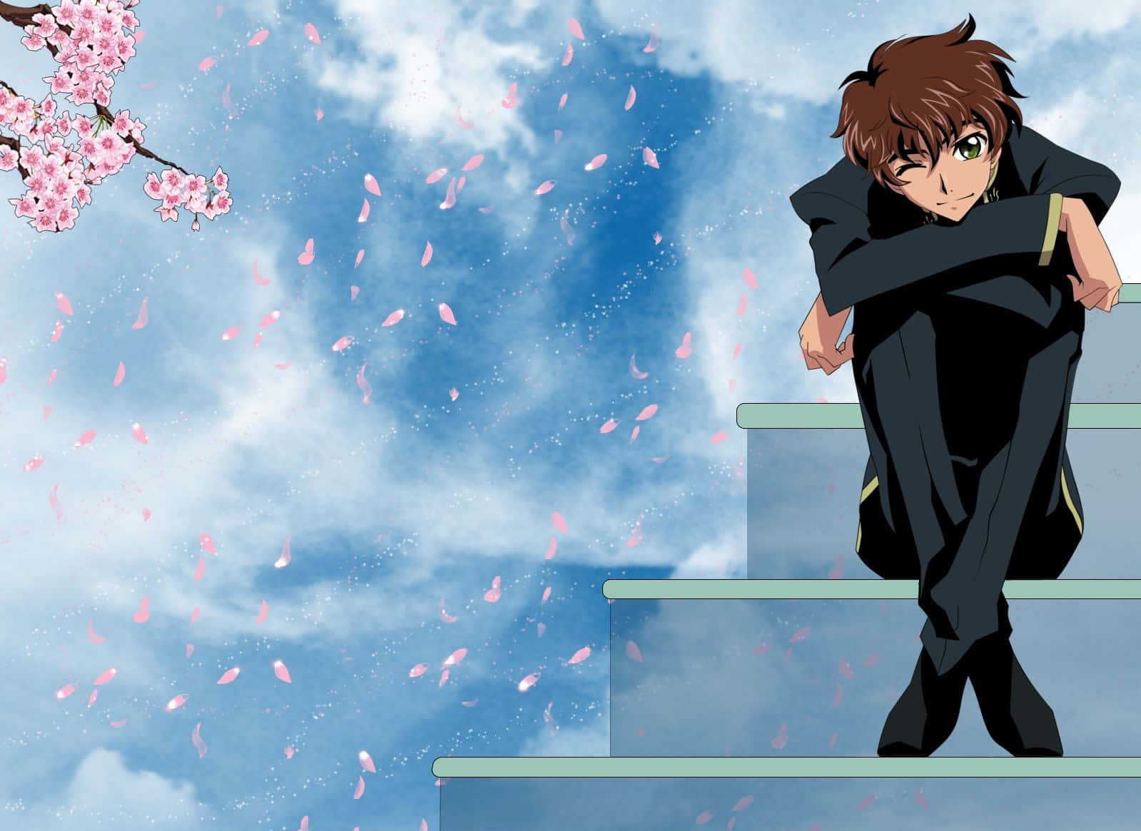 Suzaku Kururugi, black uniform, blue sky, HD Desktop Wallpaper