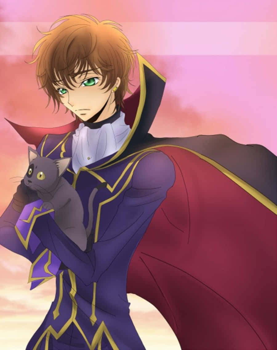 Suzaku Kururugi, green eyes, brown hair, SD Phone Wallpaper
