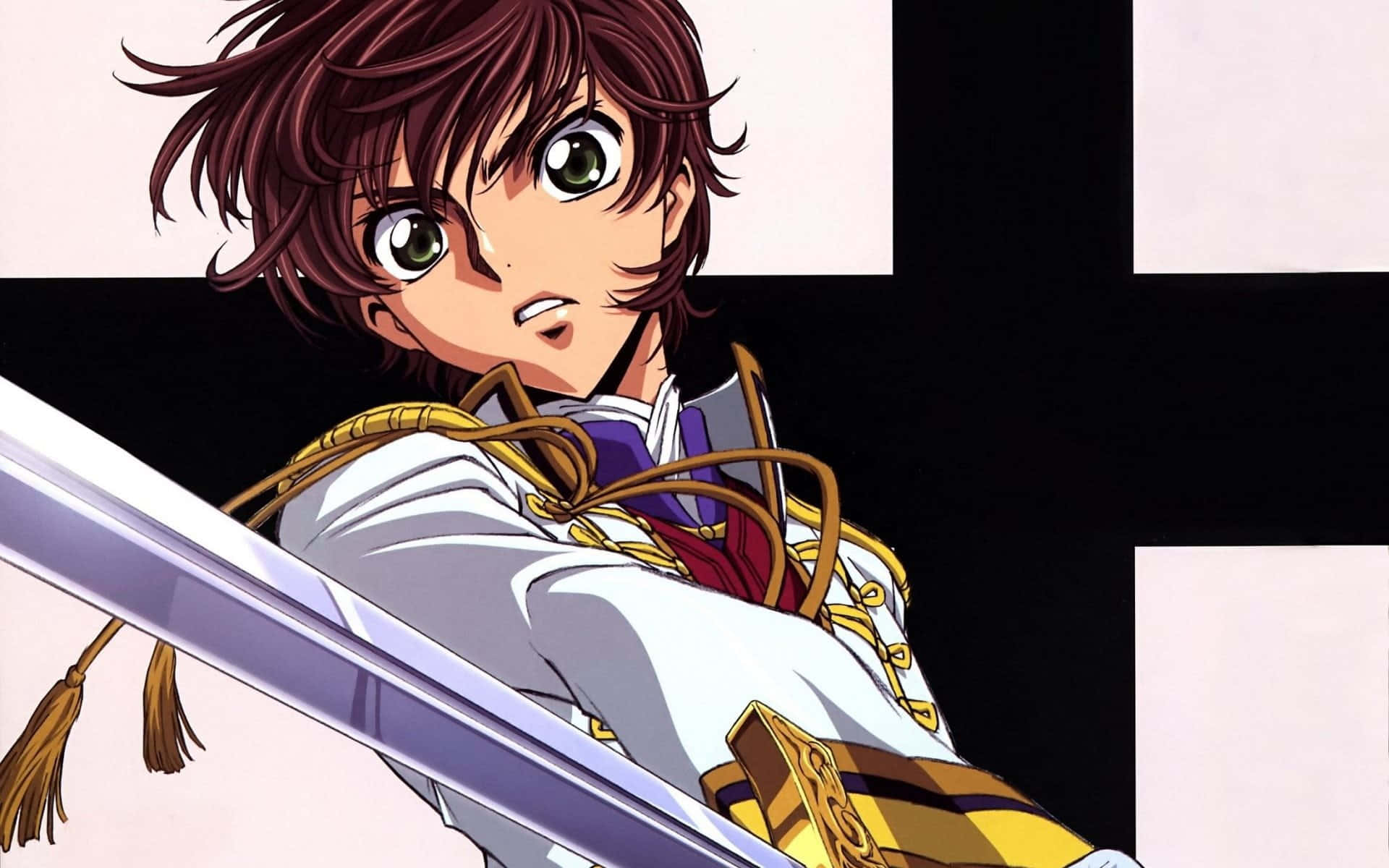 Suzaku Kururugi, brown hair, green eyes, Full HD Desktop Wallpaper