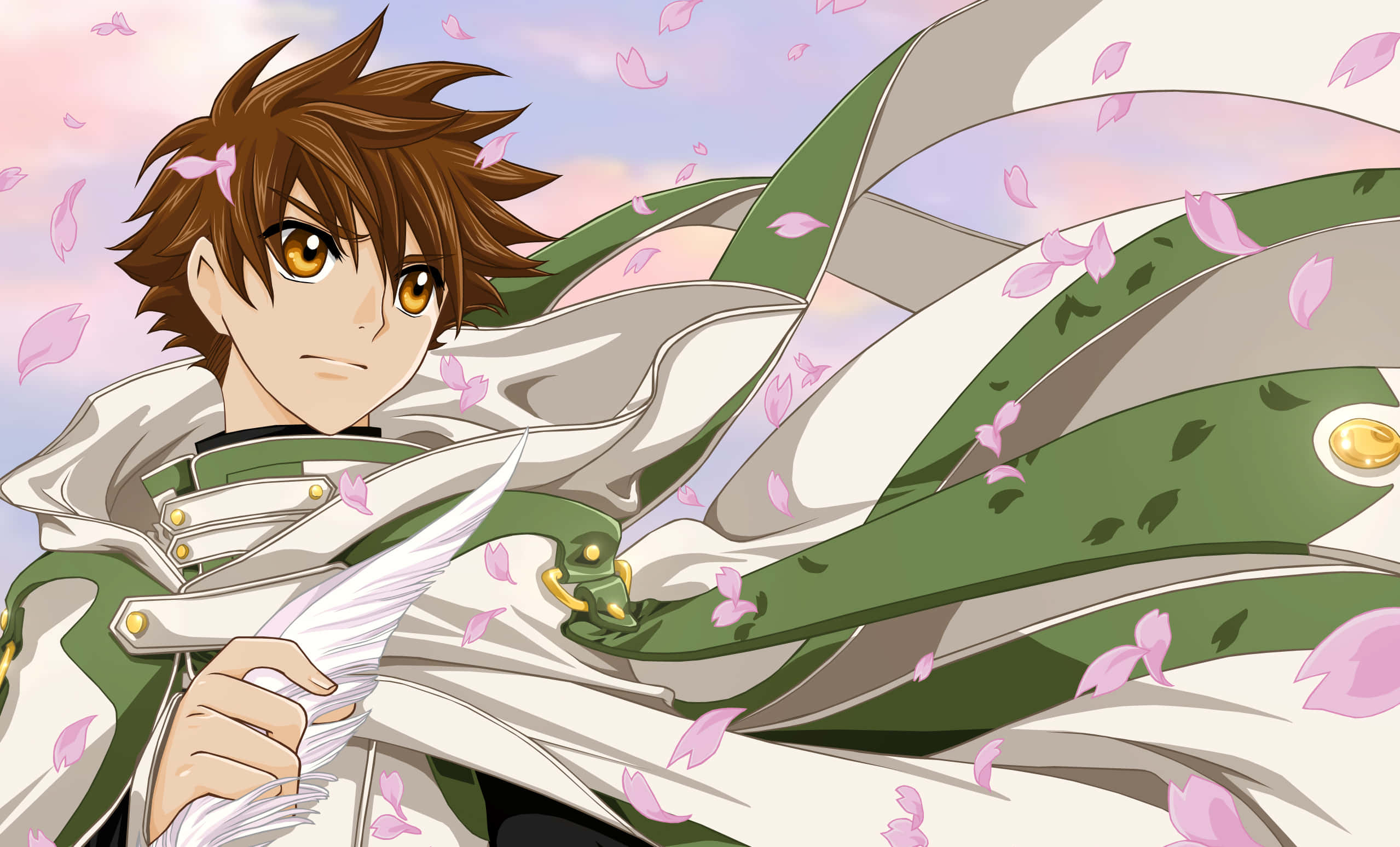 Suzaku Kururugi, brown hair, golden eyes, Full HD Desktop Wallpaper