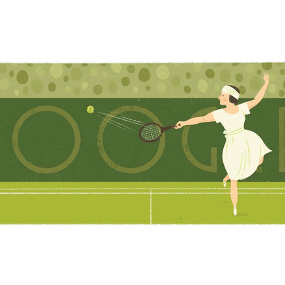Suzanne Lenglen, white dress, tennis racket, SD Desktop Wallpaper