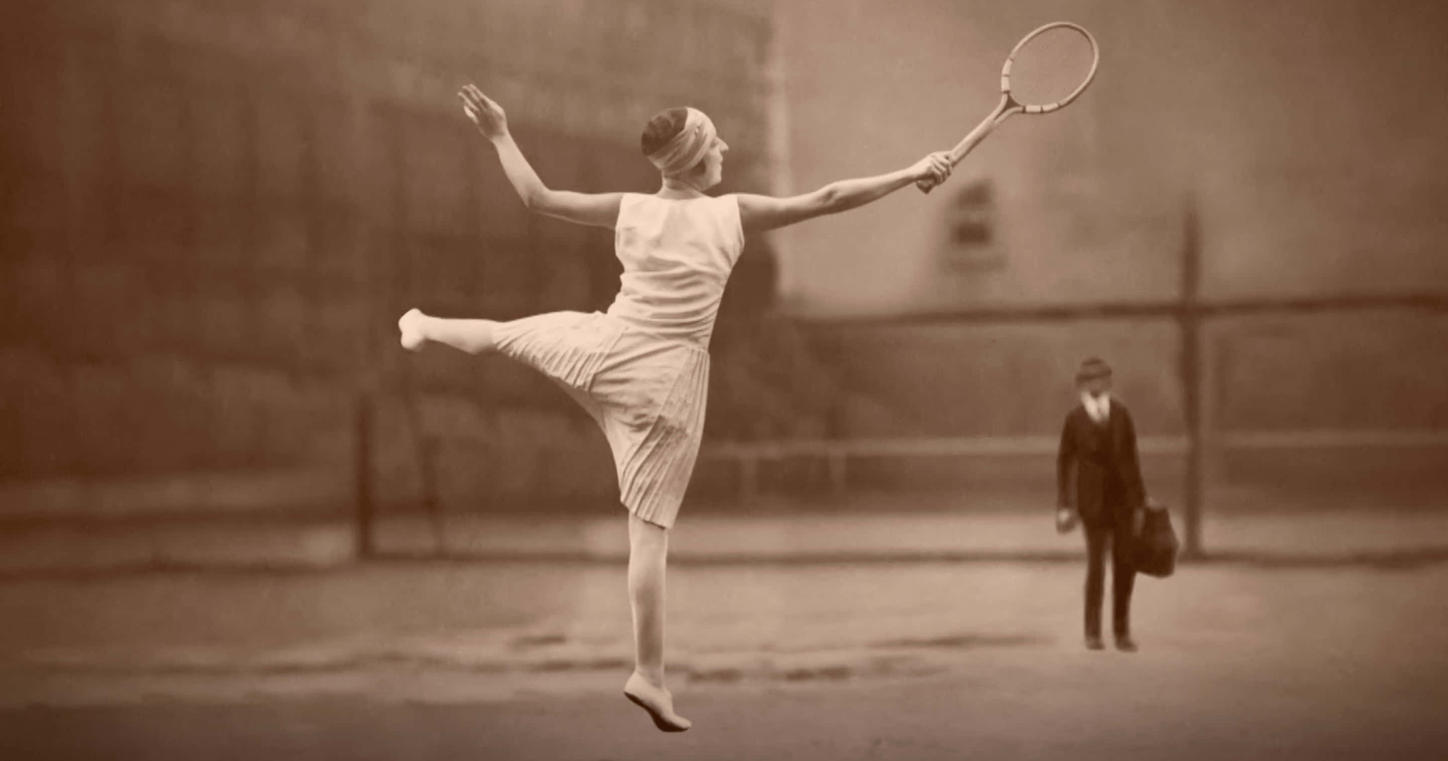 Suzanne Lenglen, tennis racket, court, 2K Desktop Wallpaper