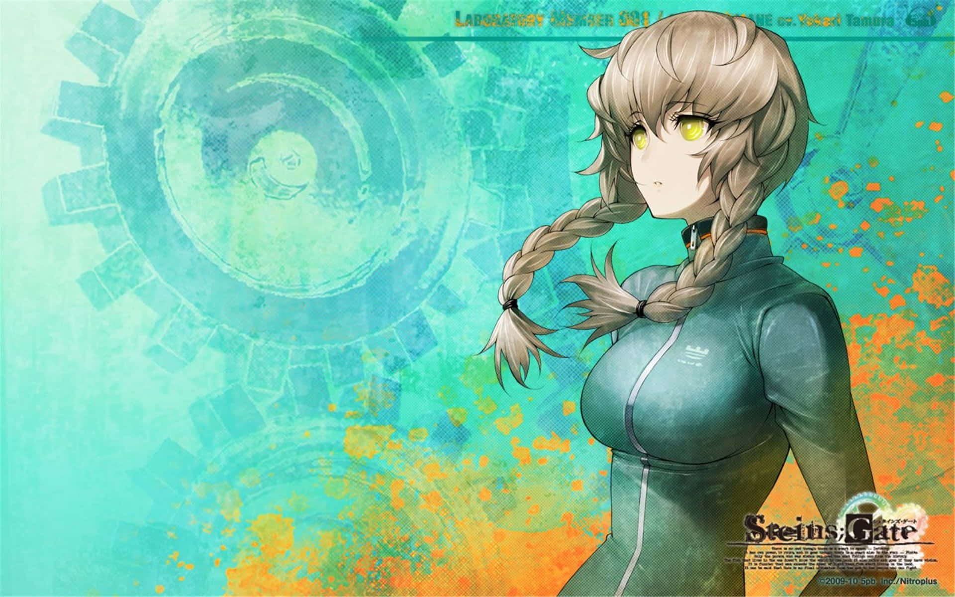 Suzuha Amane, blonde braided anime girl, teal jumpsuit, Full HD Desktop Wallpaper