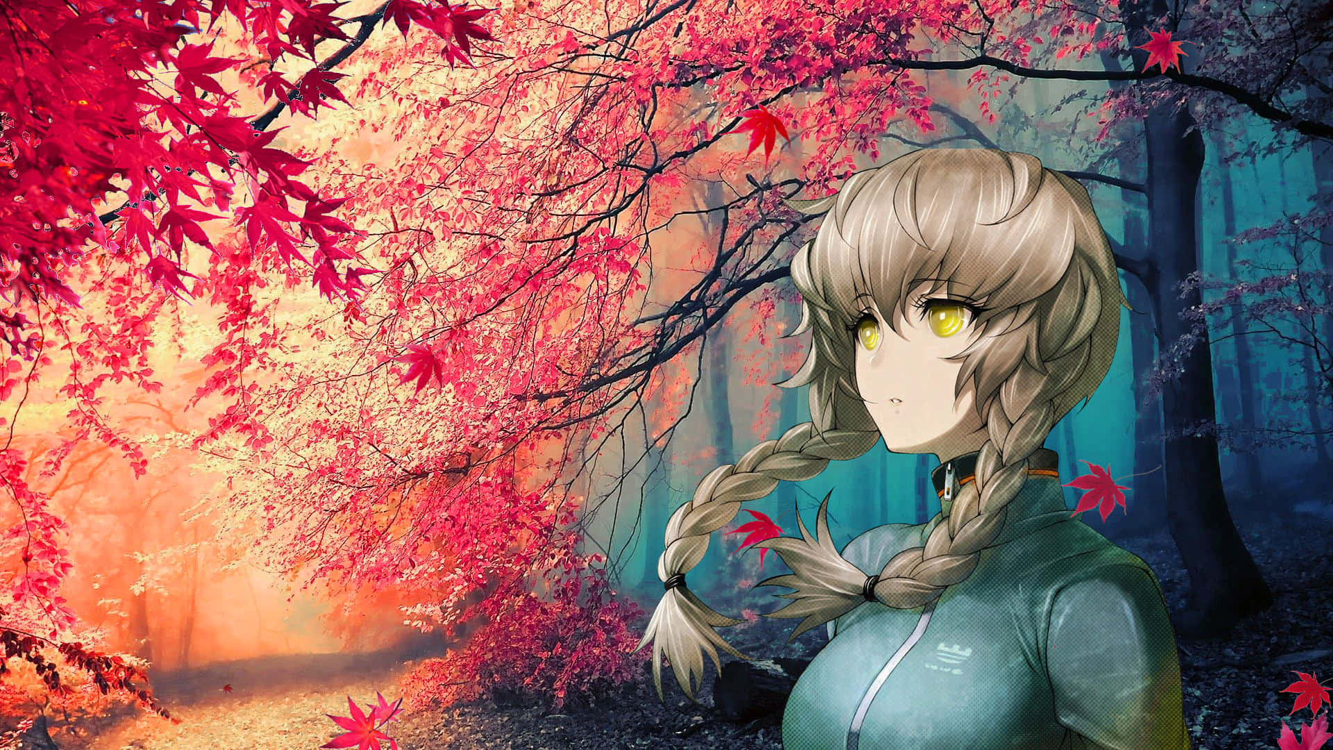 Suzuha Amane, blonde anime girl, braids, Full HD Desktop Wallpaper