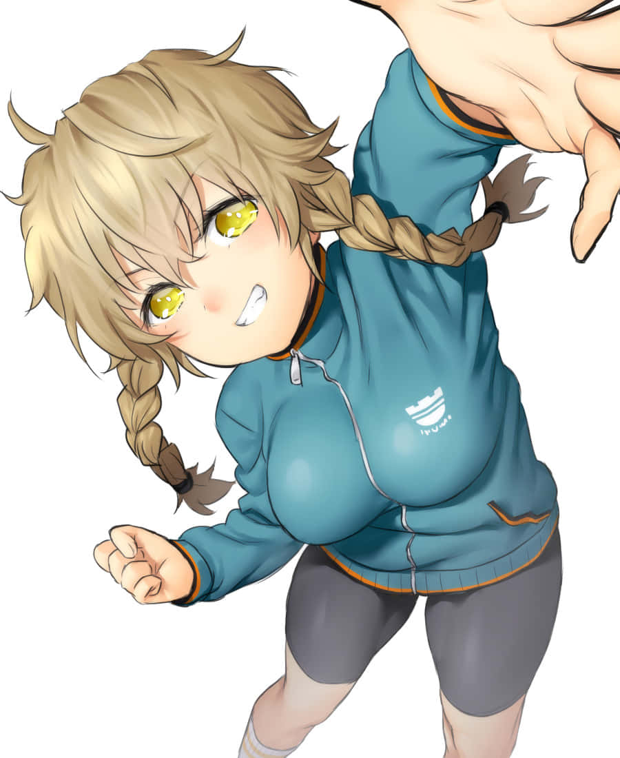 Suzuha Amane, blonde braids, glowing yellow eyes, SD Phone Wallpaper