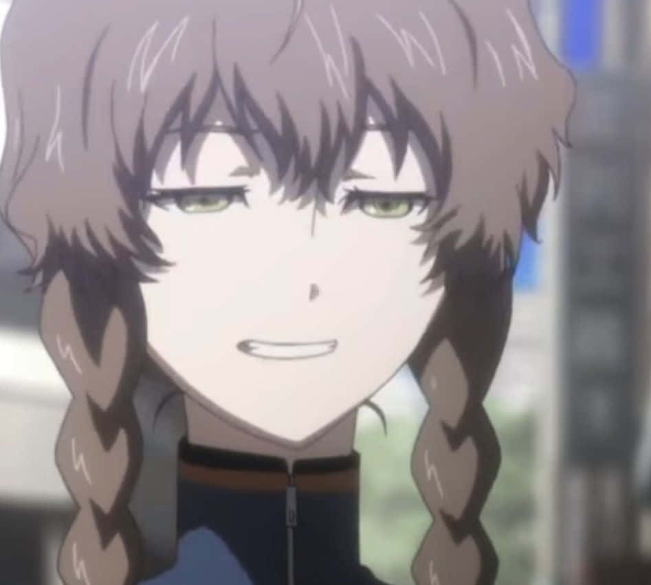 Suzuha Amane, gray braided hair, green eyes, SD Desktop Wallpaper