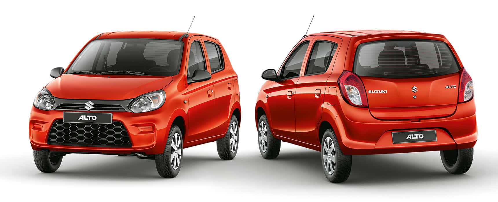 Suzuki Alto, vibrant red, front and rear angles, HD Desktop Wallpaper