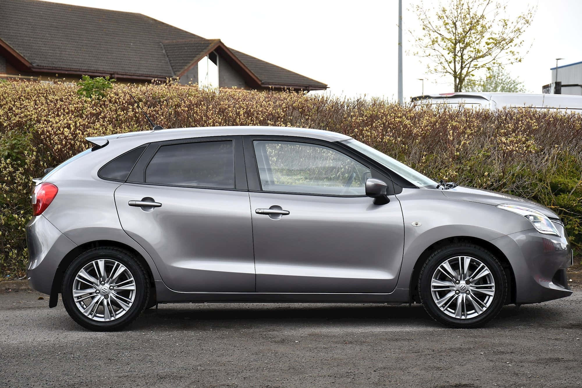 Suzuki Baleno, sleek silver hatchback, asphalt, Full HD Desktop Wallpaper