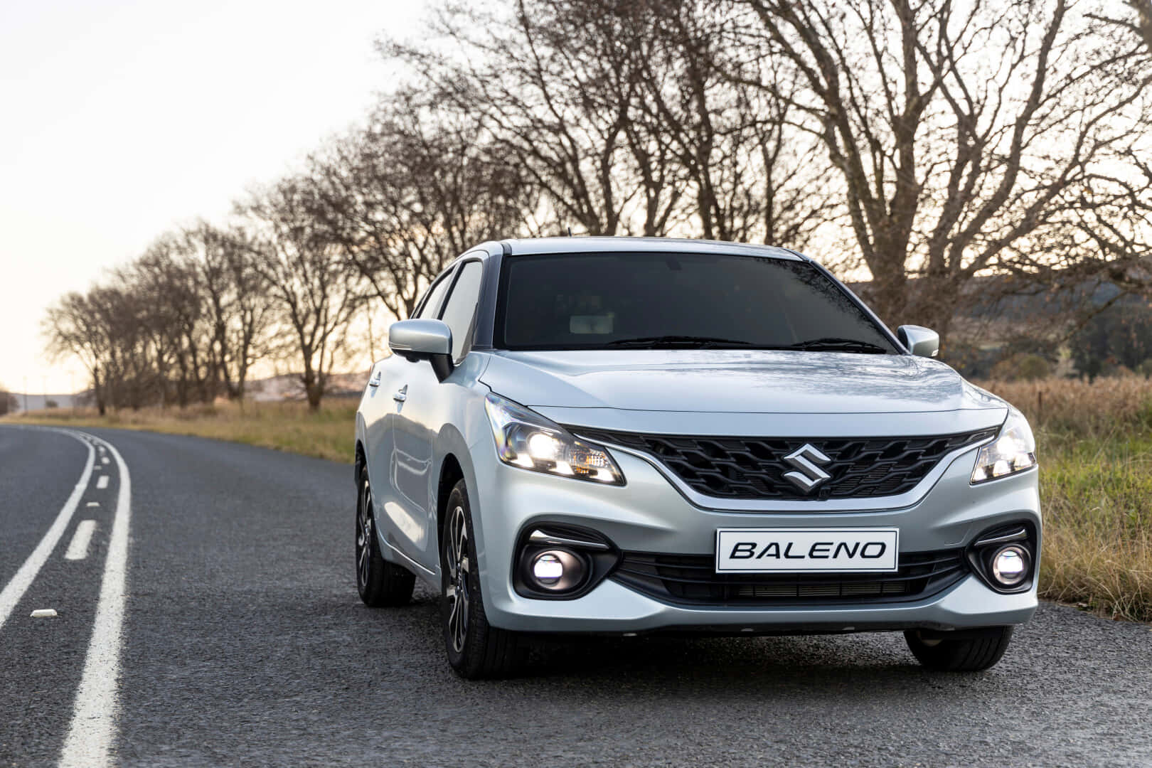 Suzuki Baleno, silver, winding road, HD Desktop Wallpaper