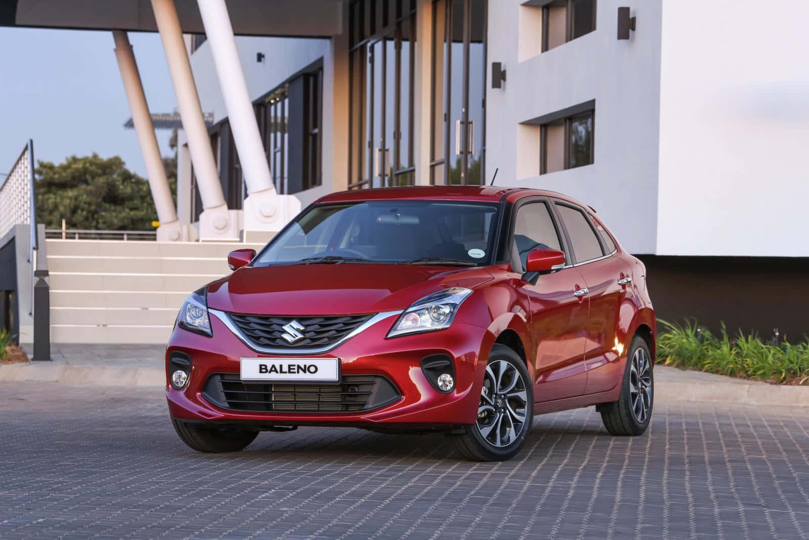Suzuki Baleno, glossy red, hatchback, HD Desktop Wallpaper