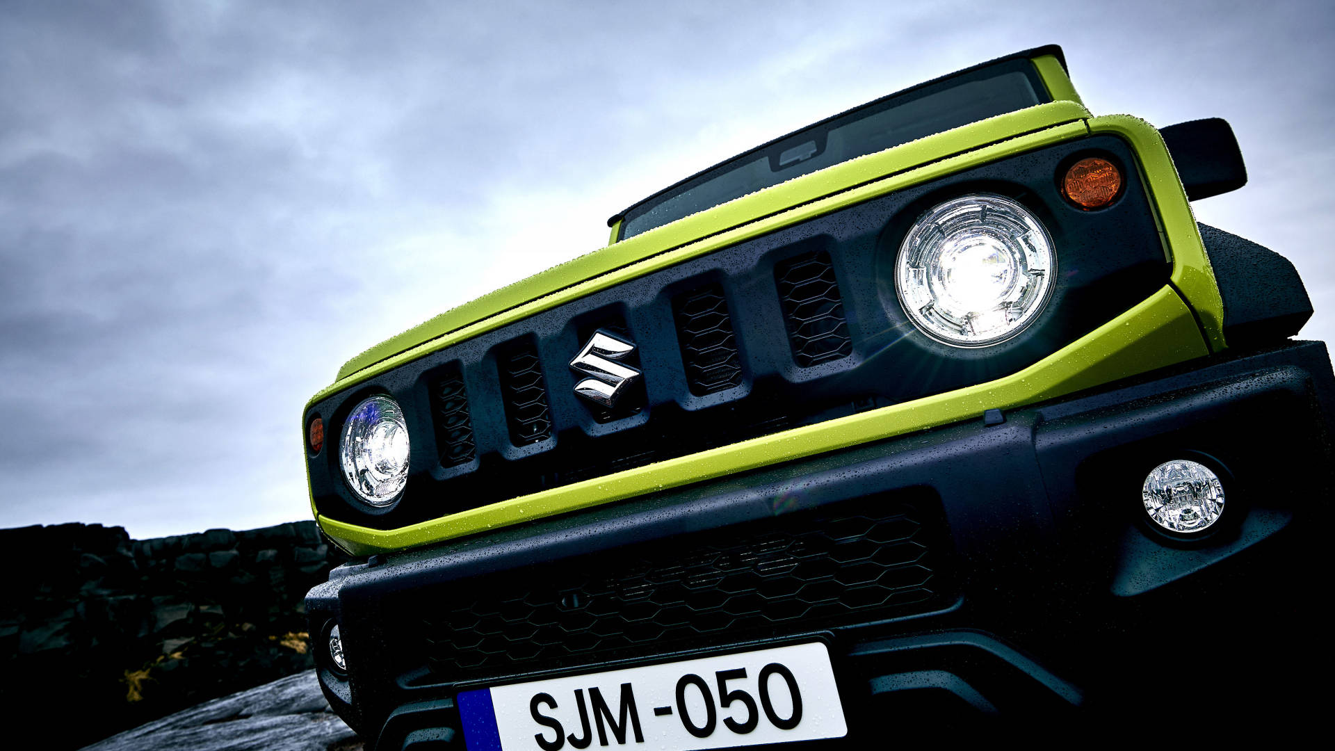 Suzuki Jimny, lime green, bold grille, Full HD Desktop Wallpaper