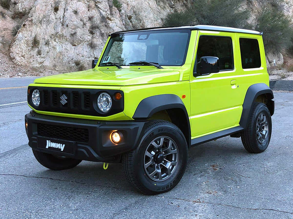 Suzuki Jimny, lime green, asphalt, SD Desktop Wallpaper