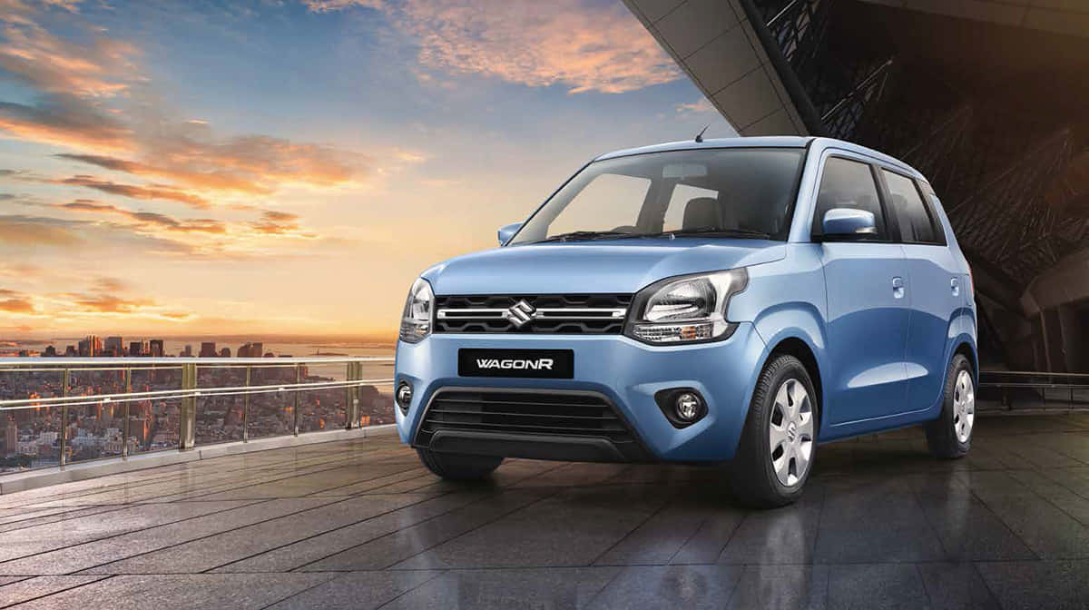 Suzuki Wagon R, light blue, rooftop terrace, SD Desktop Wallpaper