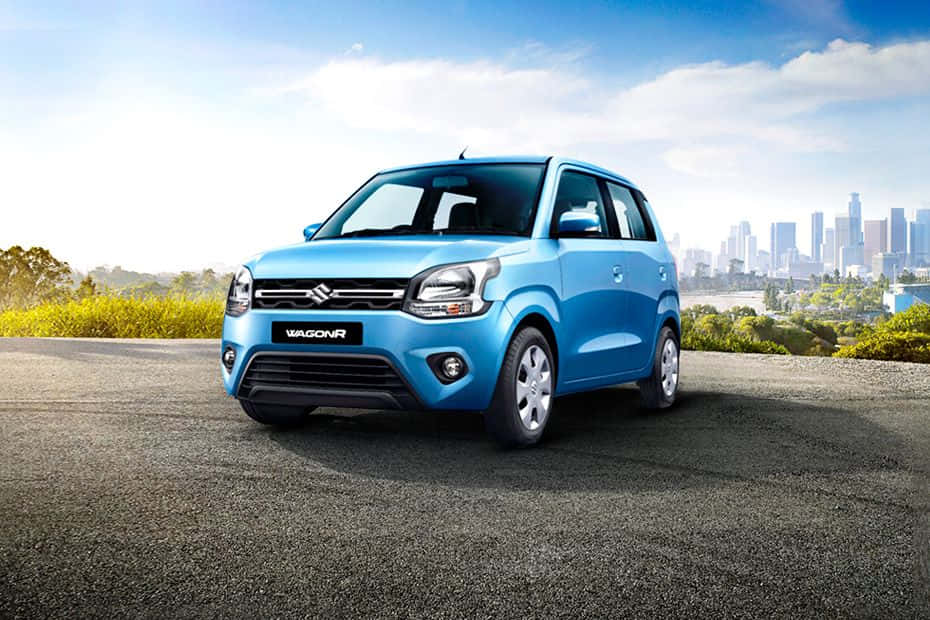 Suzuki Wagon R, vibrant blue, paved road, SD Desktop Wallpaper