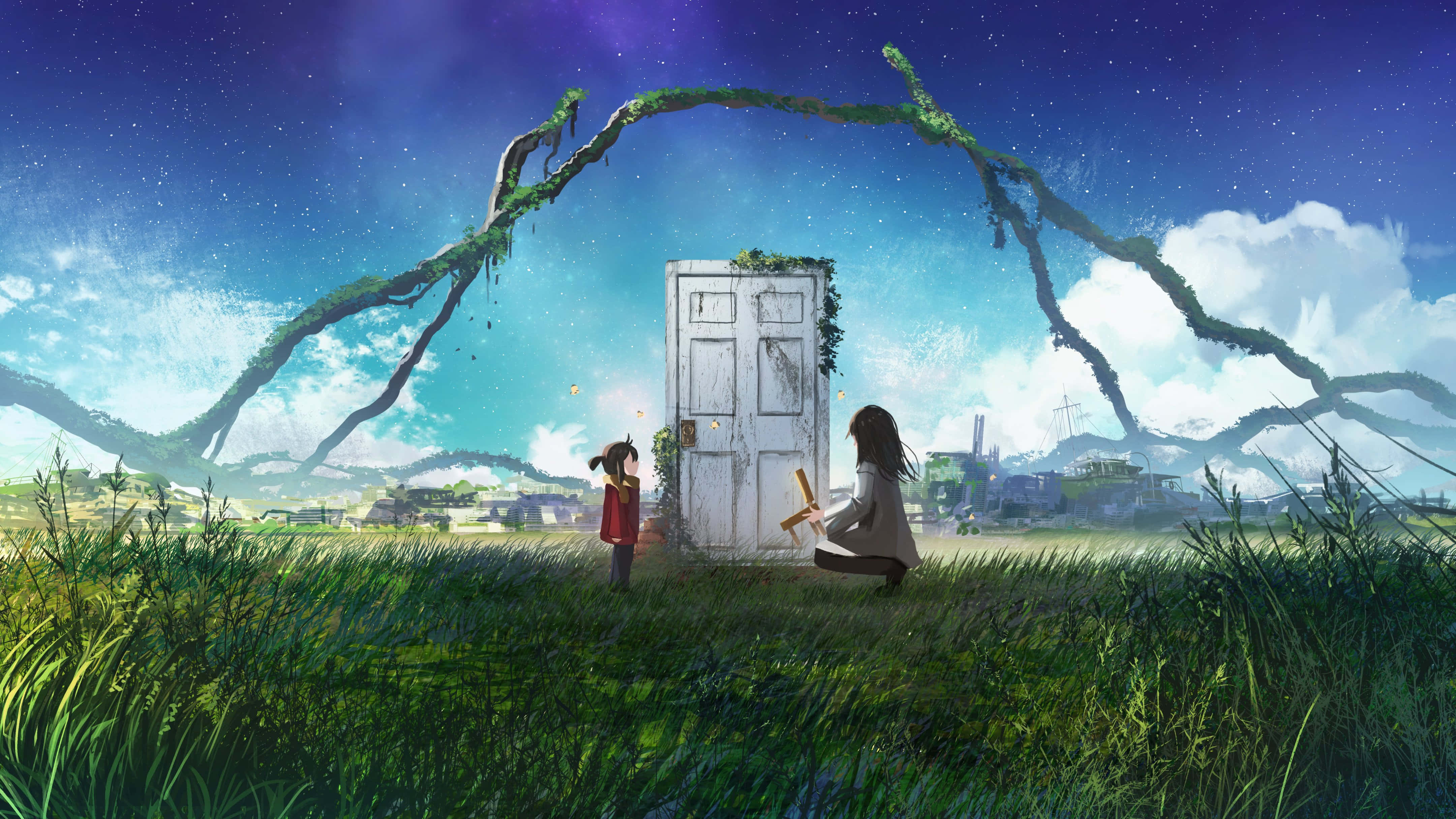 Suzume No Tojimari, doorway, mossy door, 4K Desktop Wallpaper