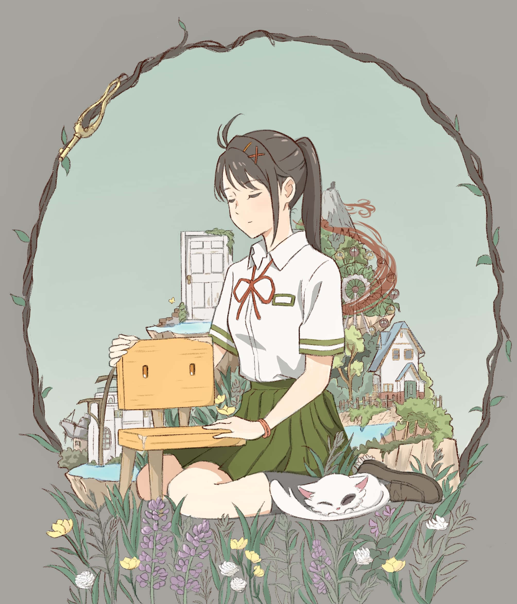 Suzume No Tojimari, young girl, school uniform, Full HD Phone Wallpaper