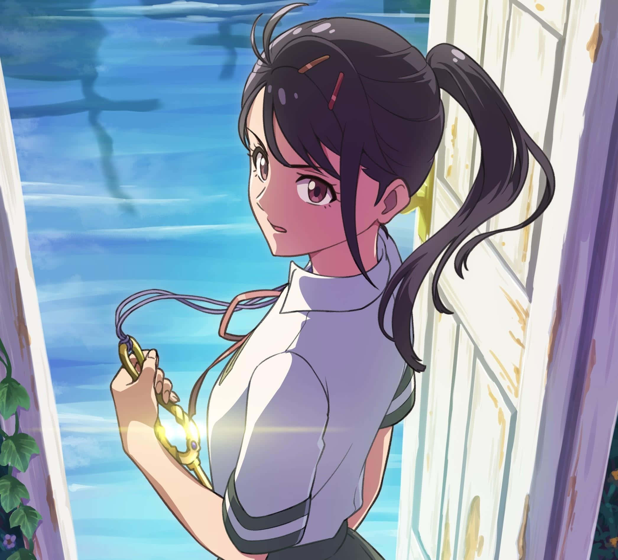Suzume No Tojimari, Suzume, glowing key, Full HD Desktop Wallpaper