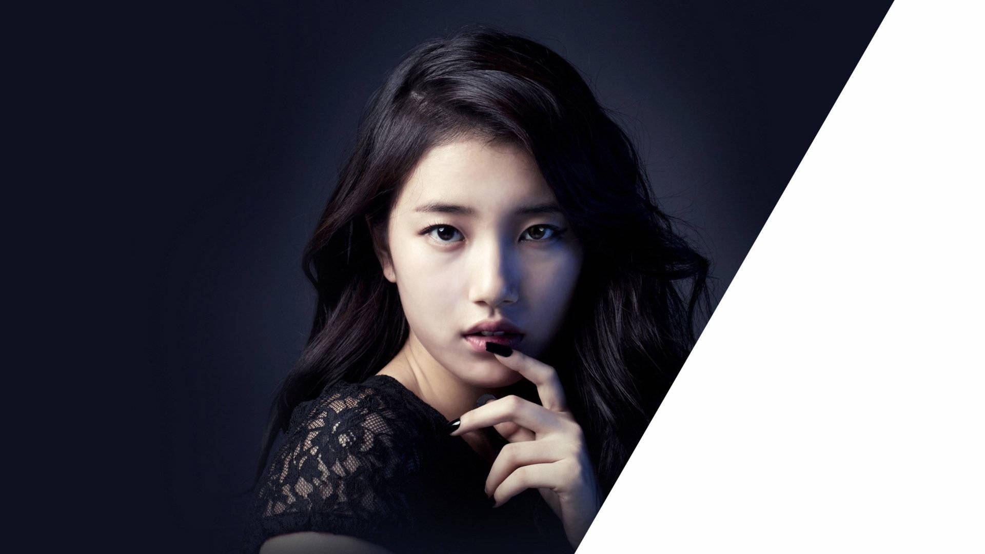 Suzy, dark hair, red lips, Full HD Desktop Wallpaper