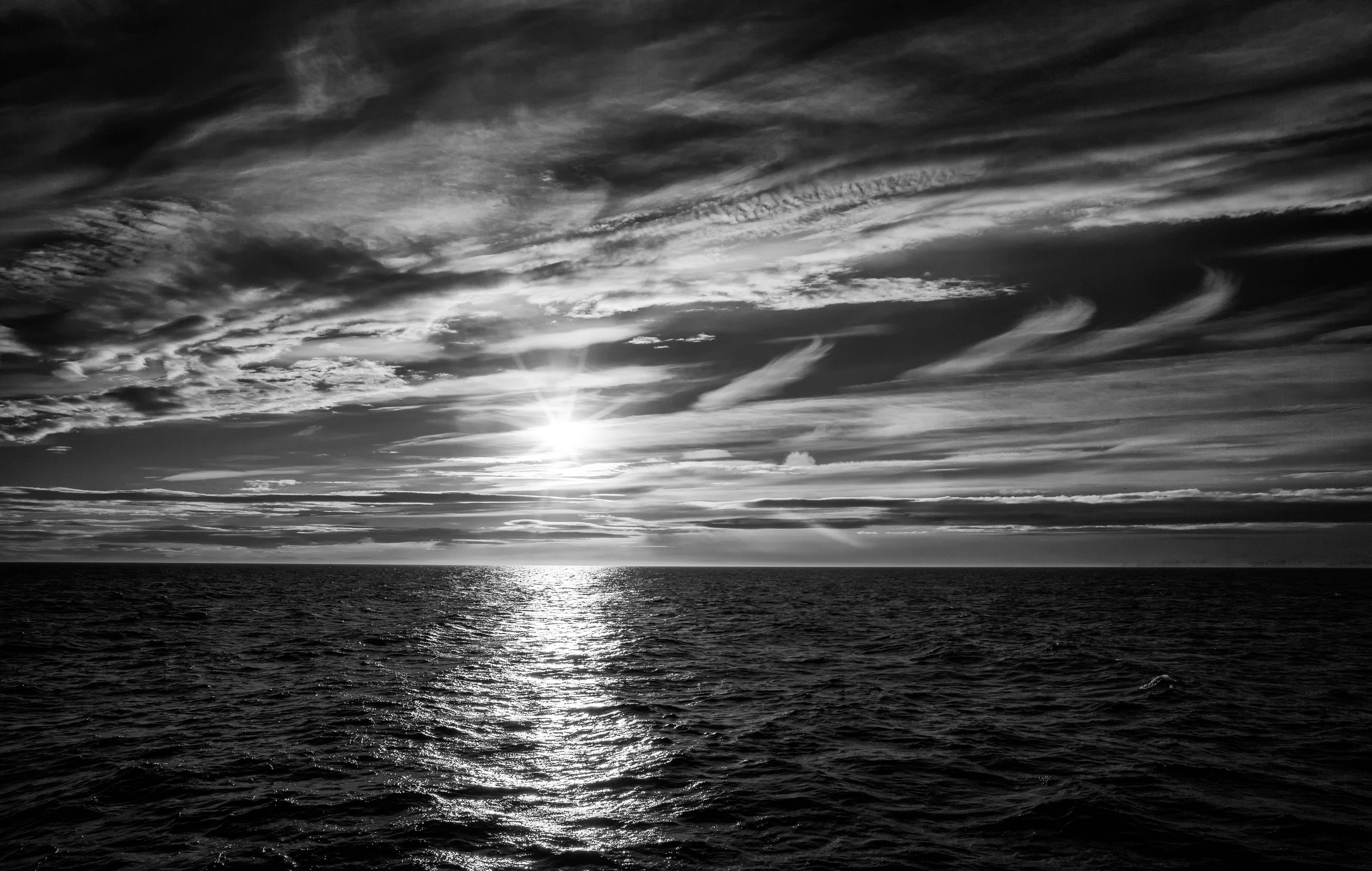 Svalbard, black and white, sunrise, 5K Desktop Wallpaper