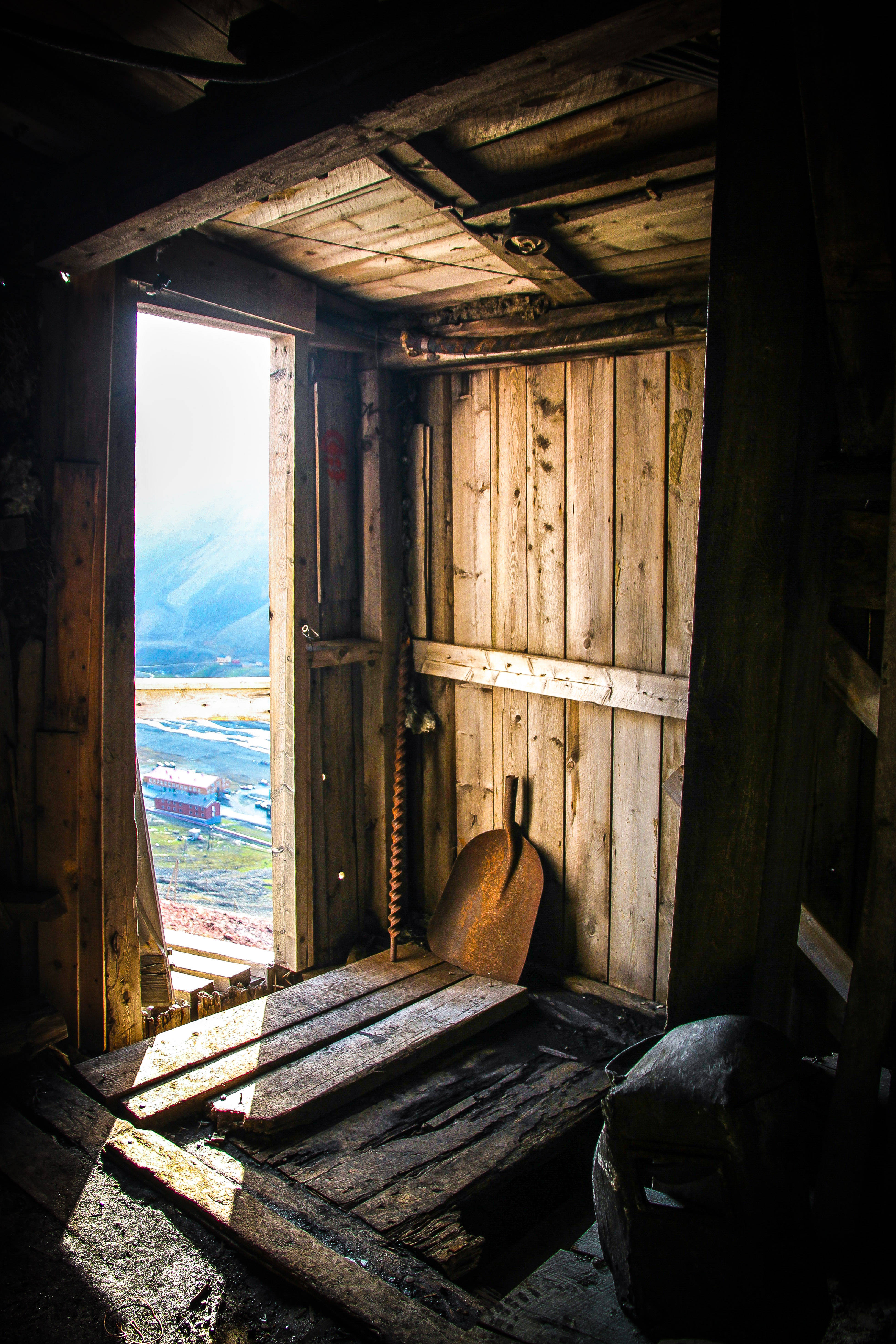 Svalbard, wooden room, weathered wooden doorway, 4K Phone Wallpaper