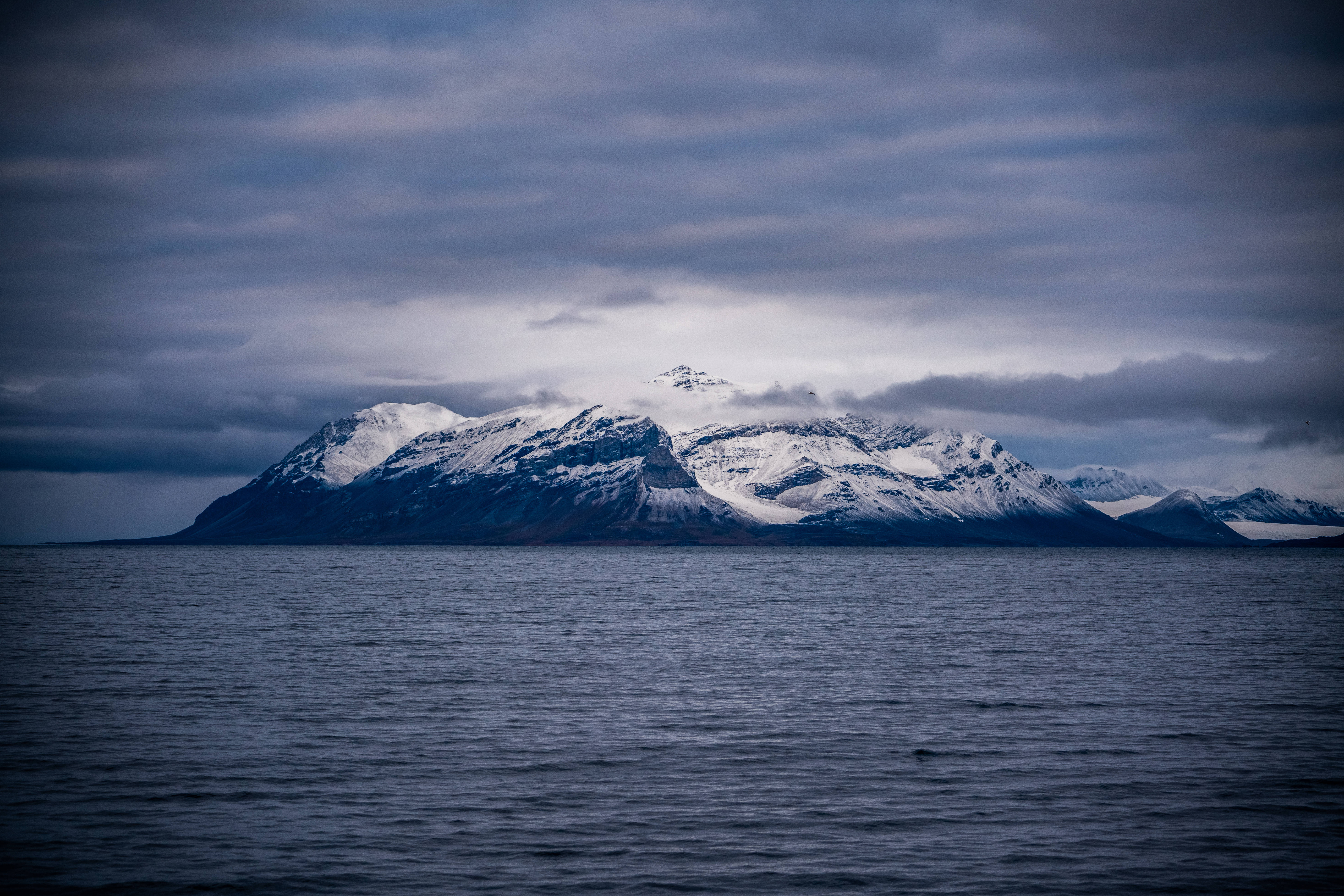 Svalbard, glaciers, snowcapped mountain range, 8K Desktop Wallpaper