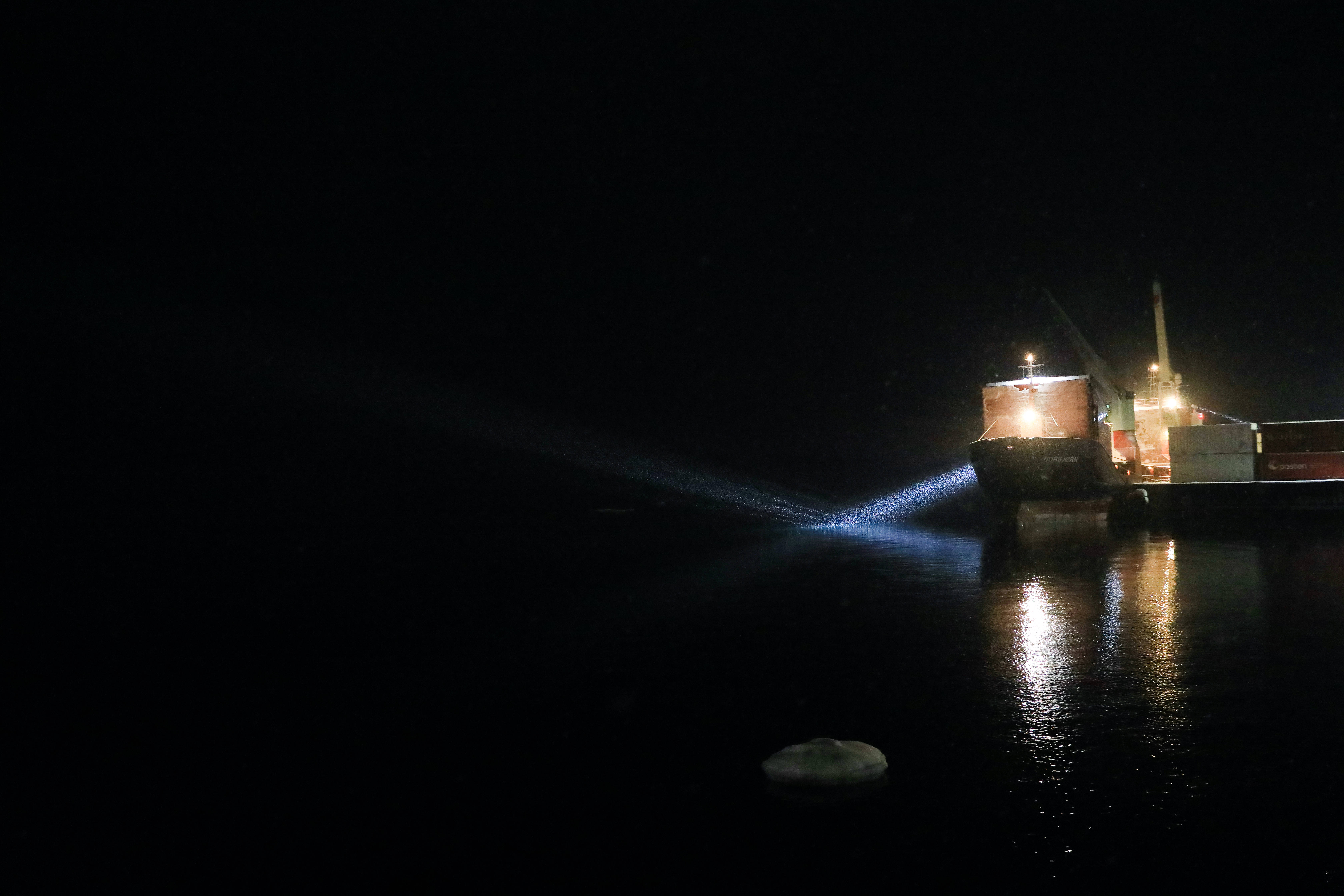 Svalbard, Dark Ocean, cargo ship, 5K Desktop Wallpaper
