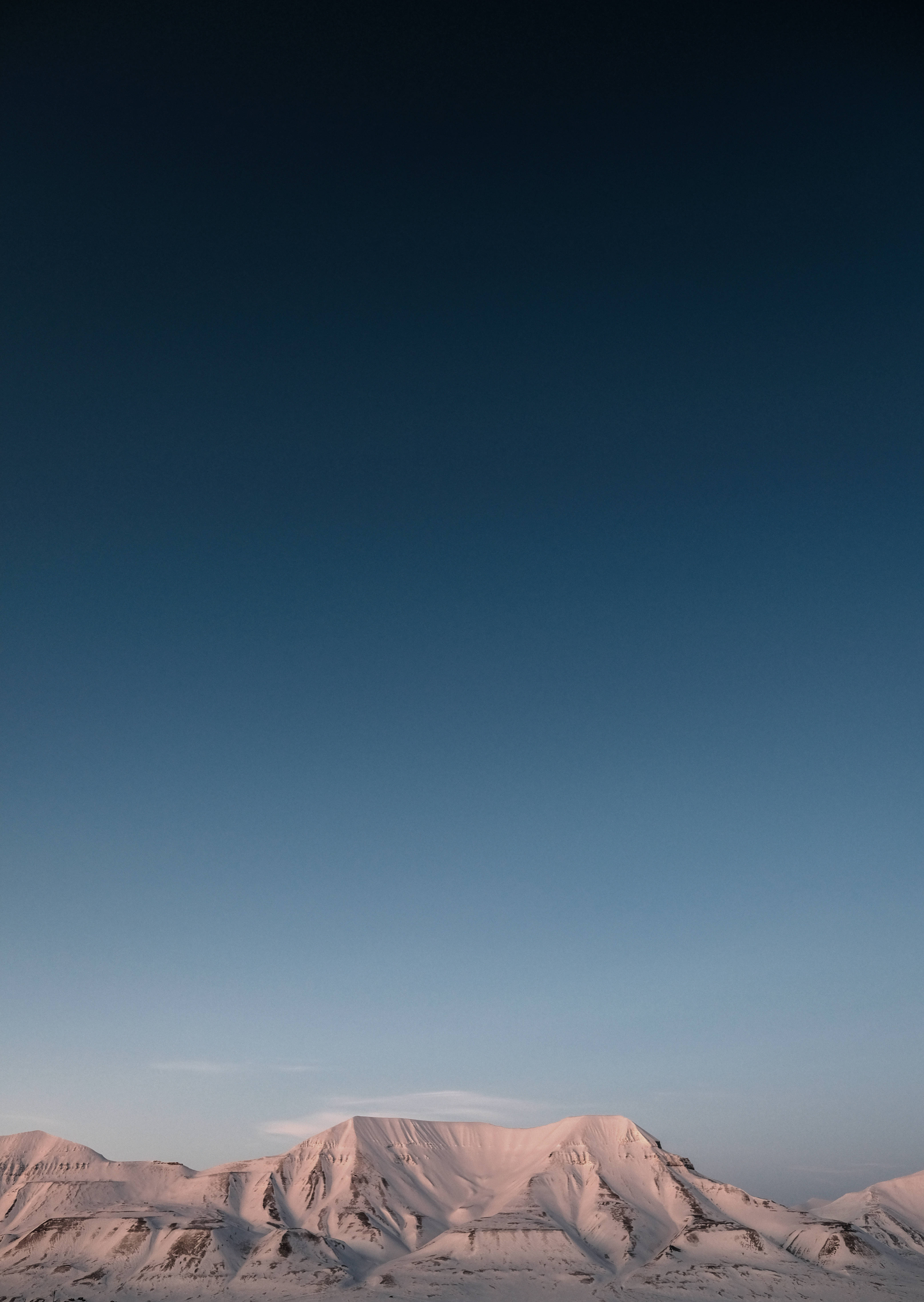 Svalbard, frozen mountains, pink glow, 5K Phone Wallpaper