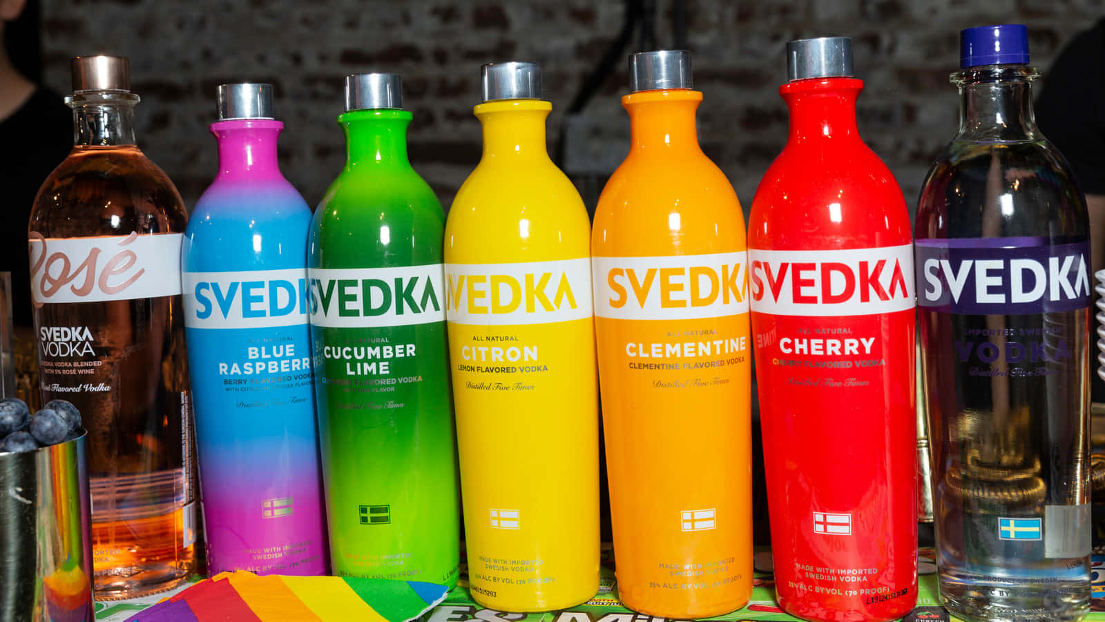 Svedka, vodka bottles, rainbow colors, HD Desktop Wallpaper