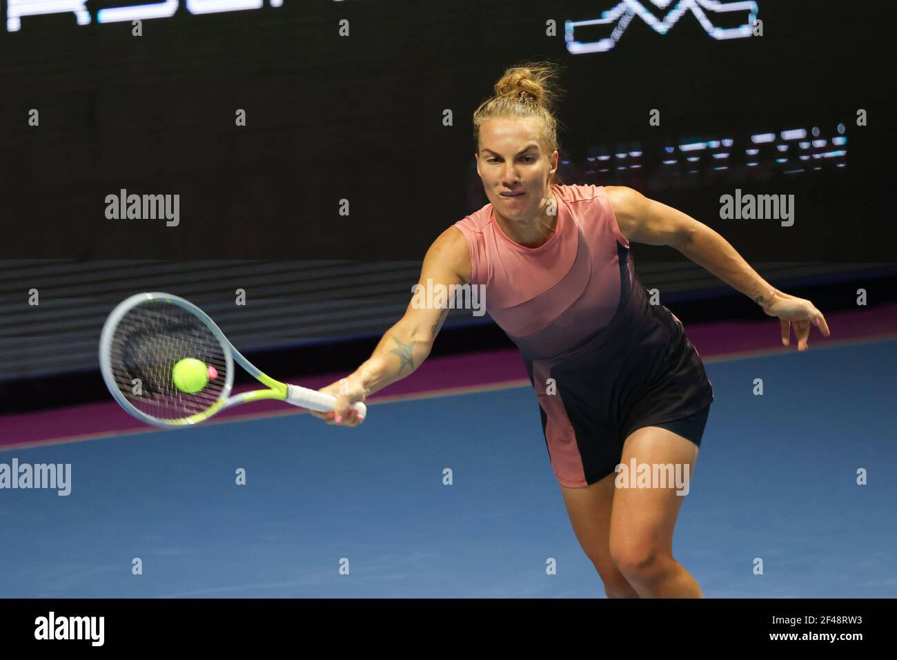 Svetlana Kuznetsova, yellow ball, racket, HD Desktop Wallpaper