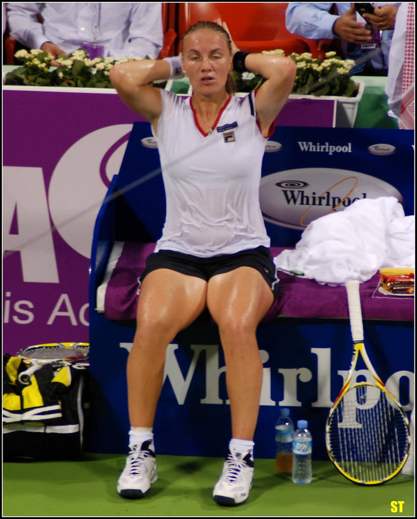 Svetlana Kuznetsova, tennis player, bench, SD Phone Wallpaper