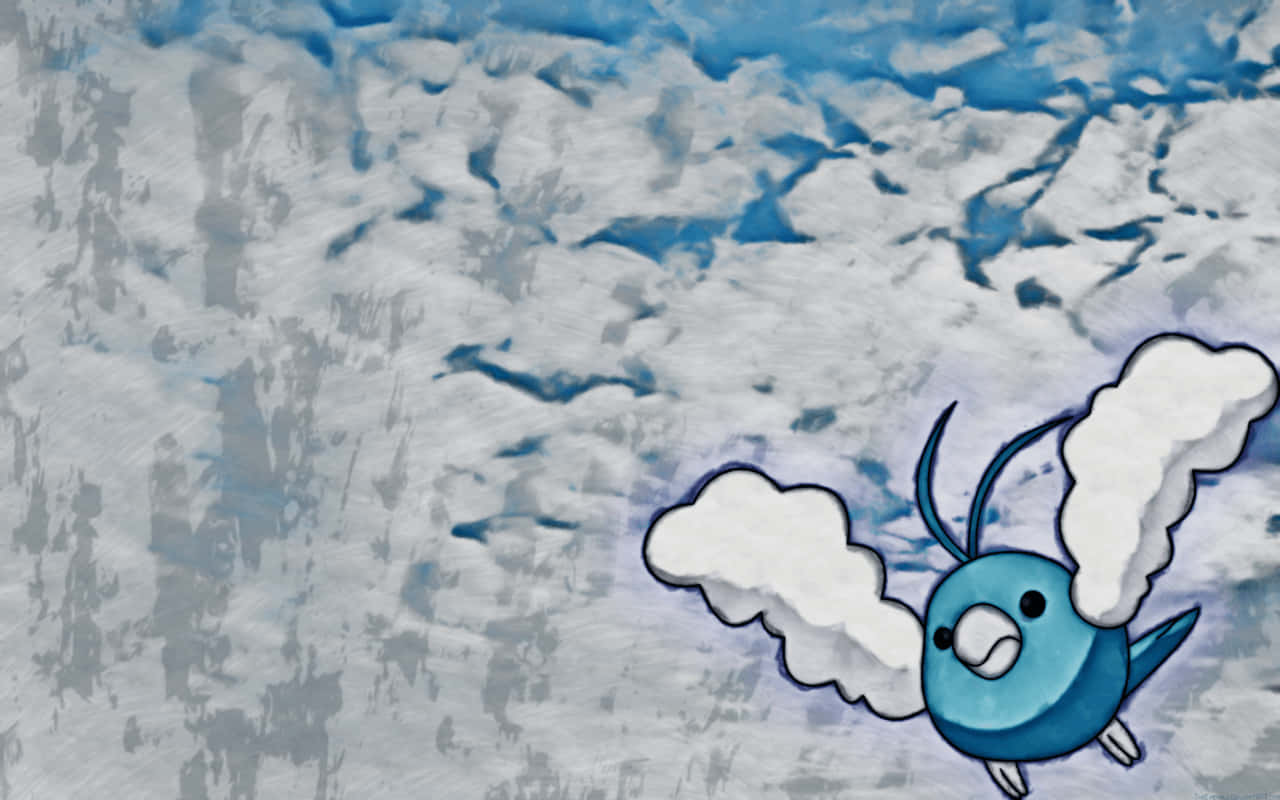 Swablu, thick lined, blue cartoon bird, HD Desktop Wallpaper