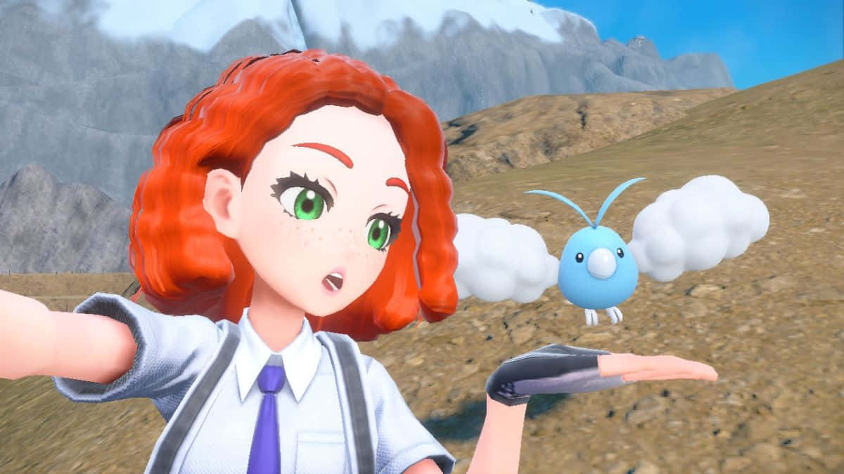 Swablu, red-haired anime girl, school uniform, SD Desktop Wallpaper