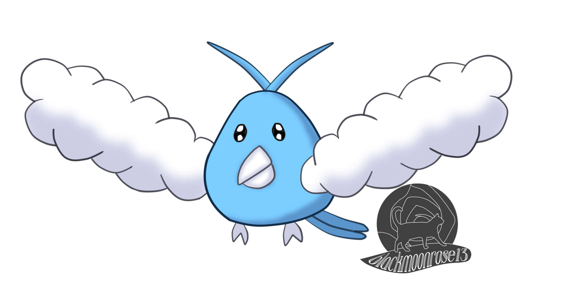 Swablu, blue, cartoon bird, Full HD Desktop Wallpaper