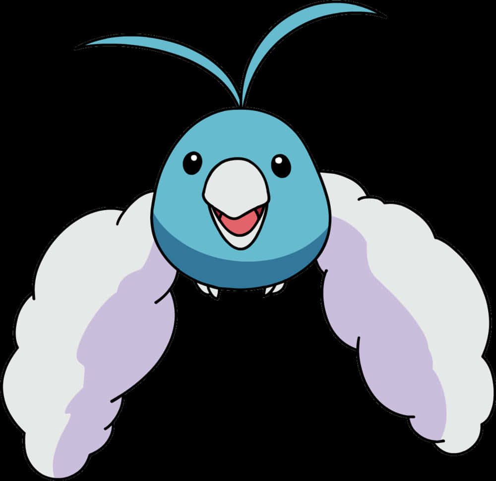 Swablu, blue, fluffy white and purple wings, SD Desktop Wallpaper