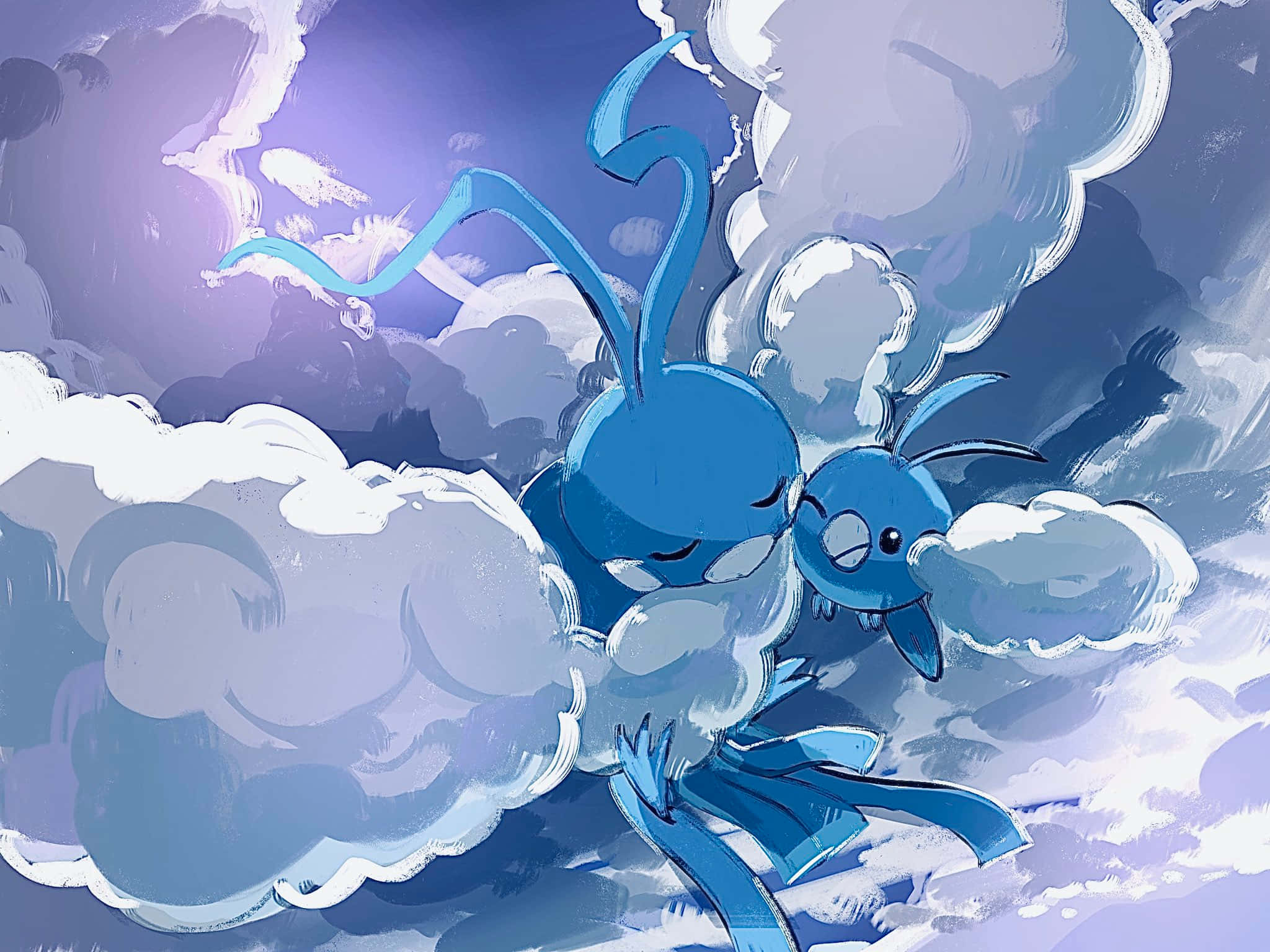 Swablu, blue, anime-style, Full HD Desktop Wallpaper