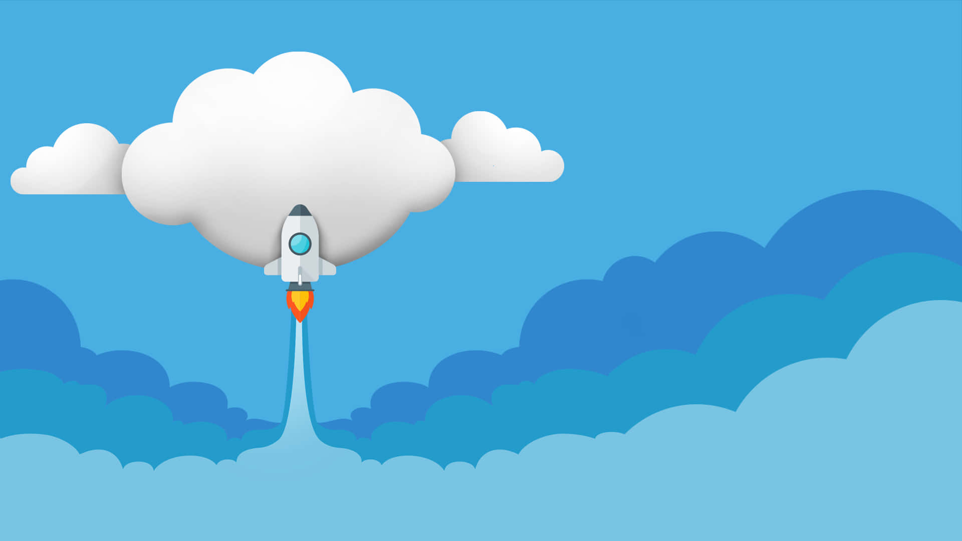 Swablu, white rocket, fluffy cloud, Full HD Desktop Wallpaper
