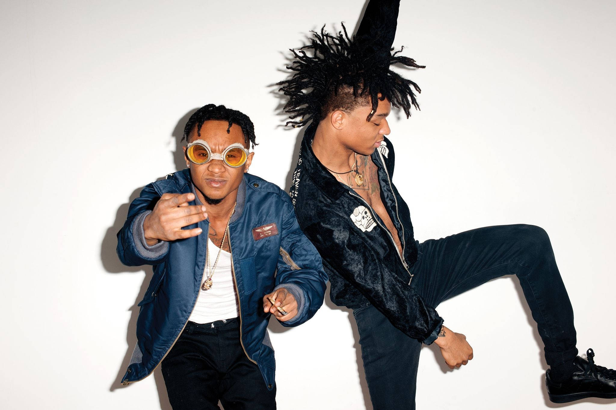 Swae Lee, blue jacket, round sunglasses, Full HD Desktop Wallpaper