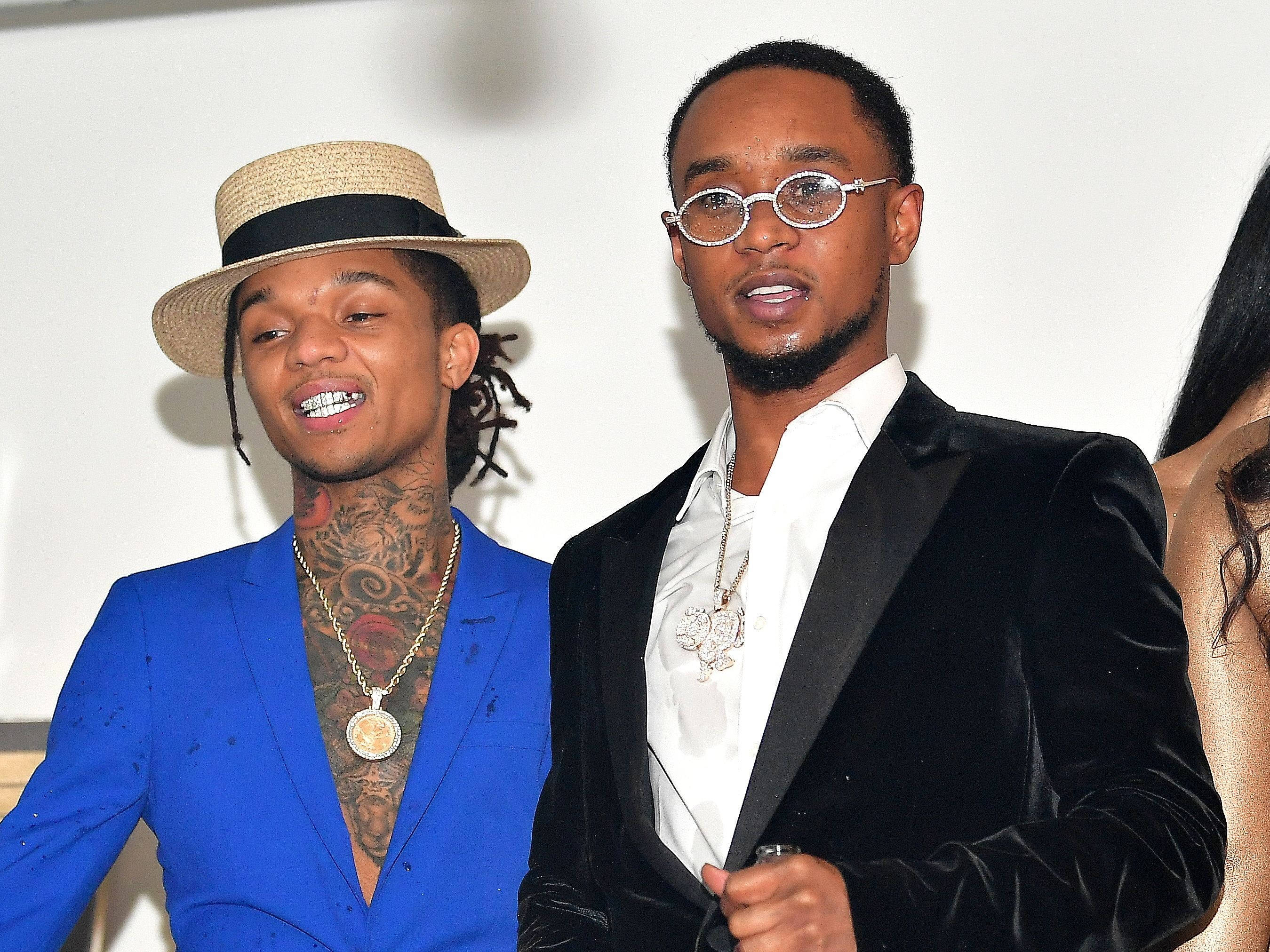 Swae Lee, bold blue suit, black velvet tuxedo, 2K Desktop Wallpaper