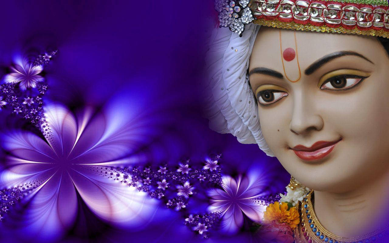 Swaminarayan, purple flower, vibrant purple fractal floral background, HD Desktop Wallpaper