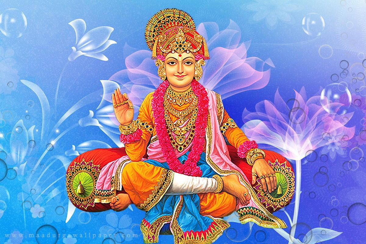 Swaminarayan, lotuses, bubbles, SD Desktop Wallpaper