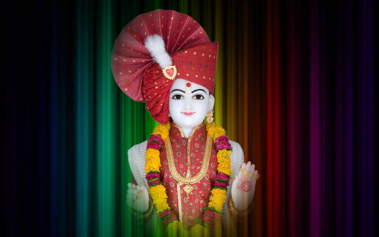 Swaminarayan, rainbow, white-faced deity, HD Desktop Wallpaper