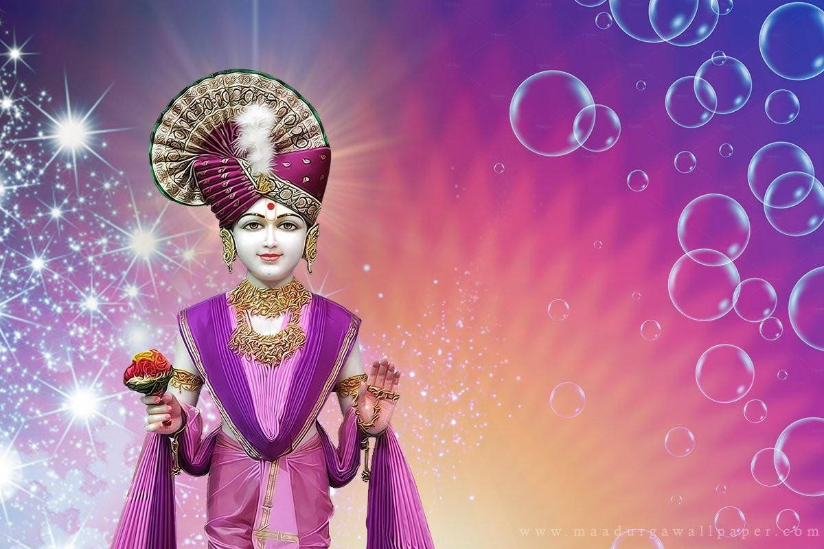 Swaminarayan, purple attire, rose, SD Desktop Wallpaper