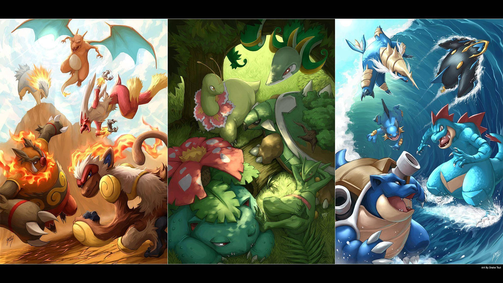 Swampert, elemental Pokémon, fiery desert jungle, Full HD Desktop Wallpaper