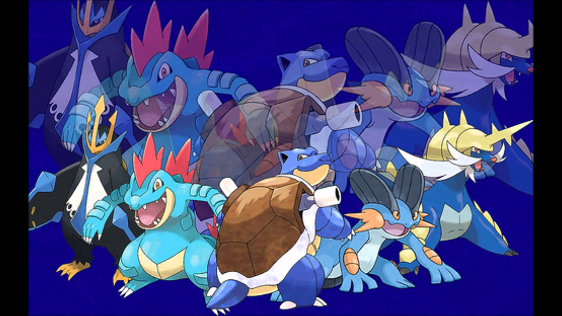 Swampert, Water Pokémon, blue and yellow Pokémon characters, Full HD Desktop Wallpaper