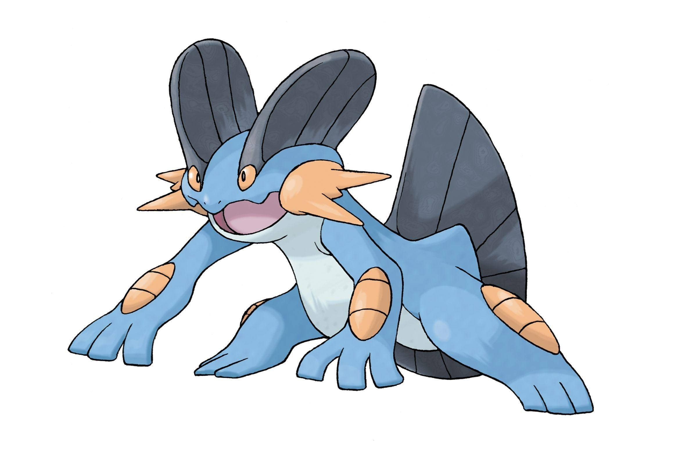 Swampert, blue, orange, Full HD Desktop Wallpaper